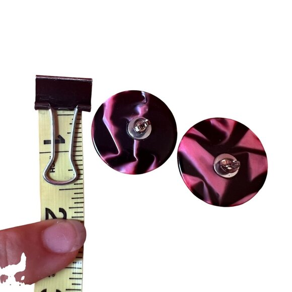 Vintage 90s Pink Black Round Earrings - Picture 2 of 2